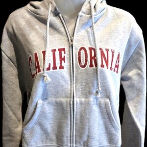 Junior's Gray Cropped California Hoodie NWOT
